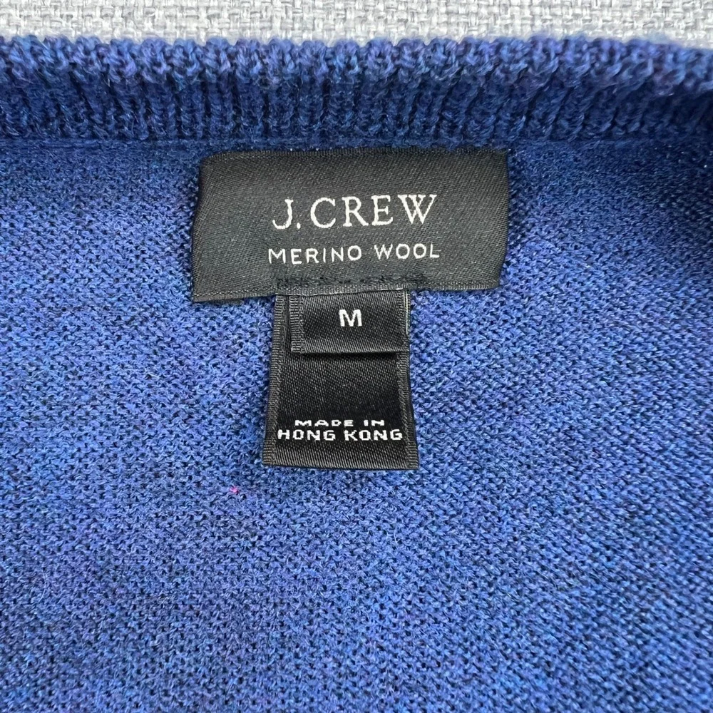 J.Crew Merino Wool Crewneck Sweater Men M Blue Lightweight Knit Preppy‎ Soft Ivy